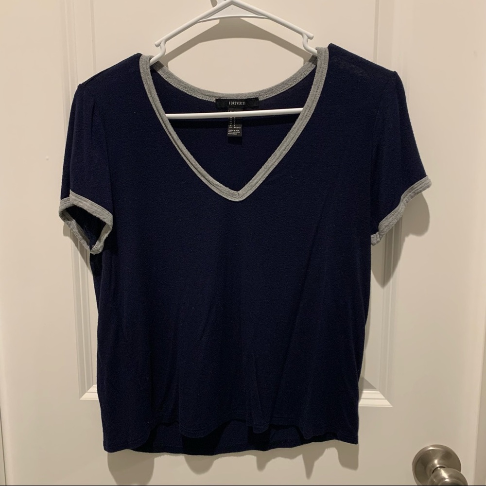 Navy & Gray Crop Top